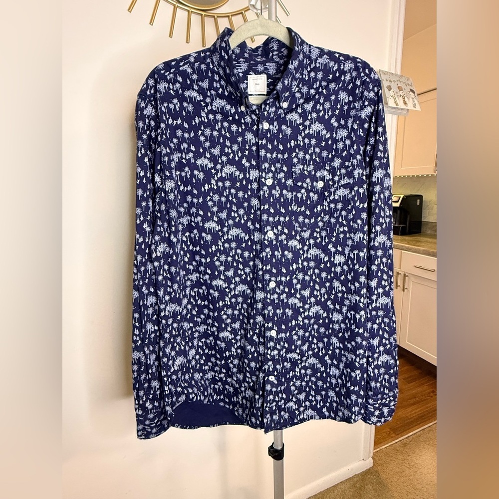 Gap preppy Navy Winter Ski all over print button front 100% Cotton shirt Large - Picture 4 of 9